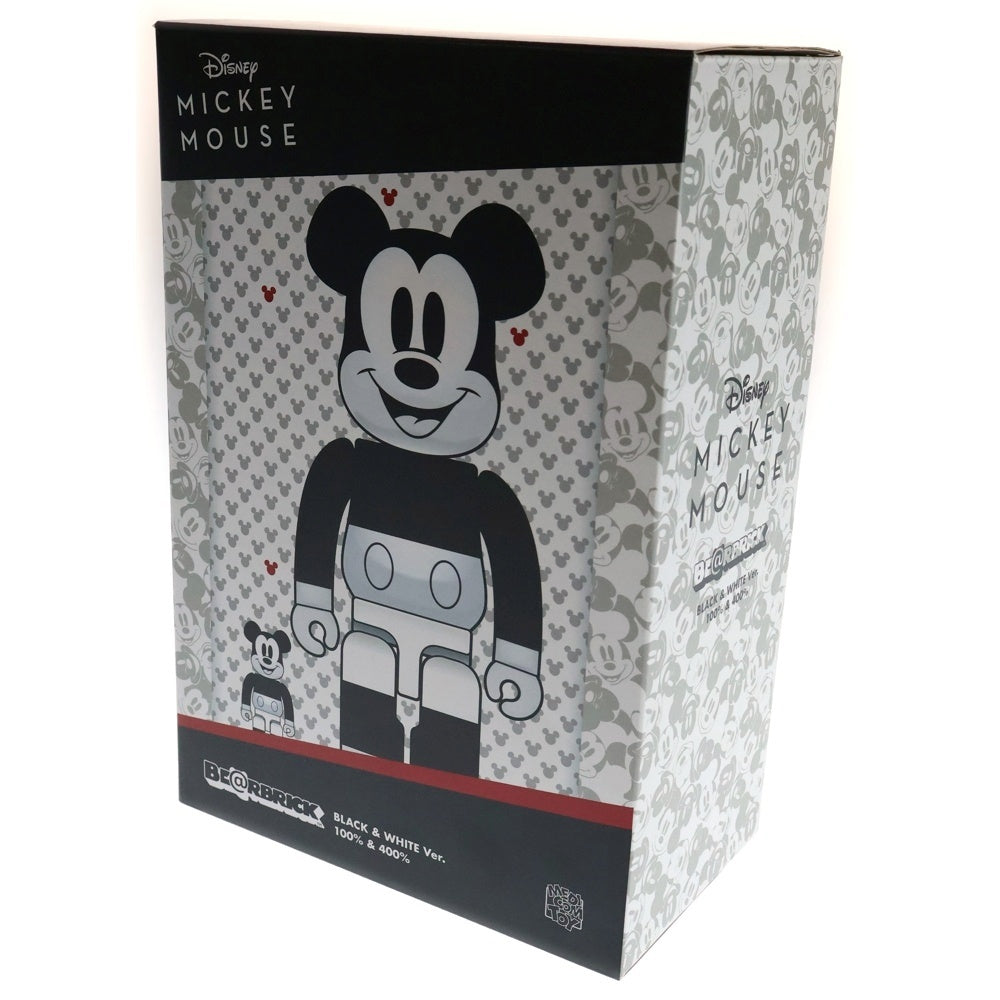 MEDICOM TOY(メディコムトイ) BE@RBRICK MICKEY MOUSE BLACK&WHITE ver 400%/100% ベアブリック ミッキー マウス ディズニー フィギュア 人形 ブラック/ホワイト