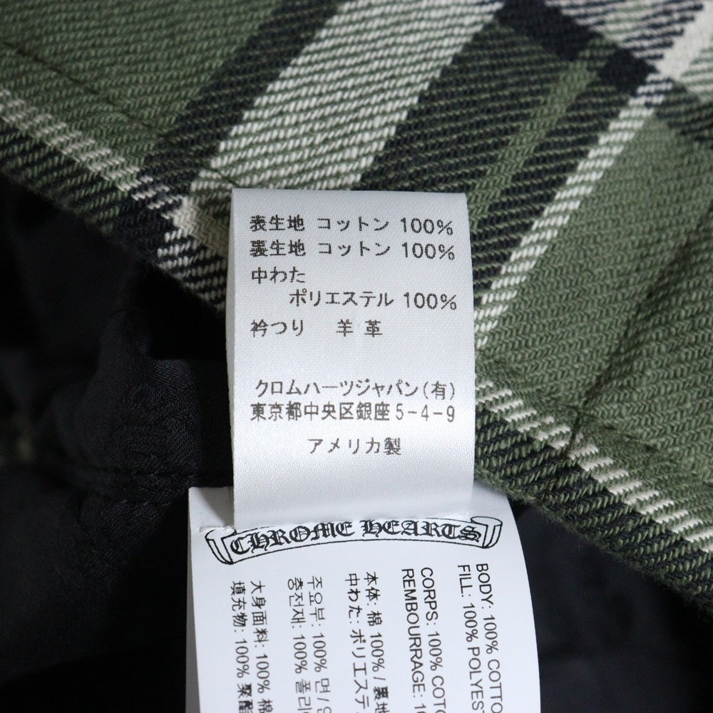 CHROME HEARTS(クロムハーツ) WORKN SHIRT JNKYRS PLD OLIVE ワーキン プライドチェックアームロゴプリント 中綿シャツジャケット グリーン