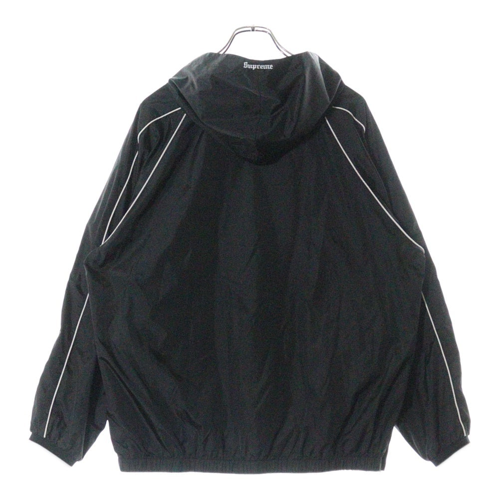 SUPREME(シュプリーム) 23AW Hooded Warm Up Pullover 刺繍ロゴ ナイロン パーカー プルオーバー ブラック
