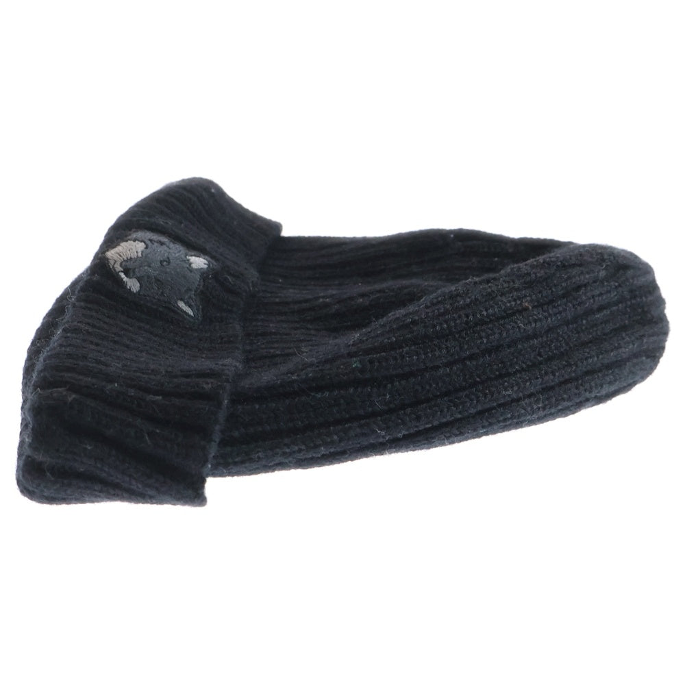 MAISON KITSUNE(メゾンキツネ) BOLD FOX HEAD BEANIE 刺繍ロゴ ビーニー ニット帽 MM06111KT1022 ブラック