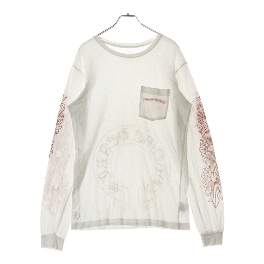 CHROME HEARTS(クロムハーツ) Horseshoe Tee L/S バックホースシュー アームフローラル 長袖Tシャツ カットソー ホワイト