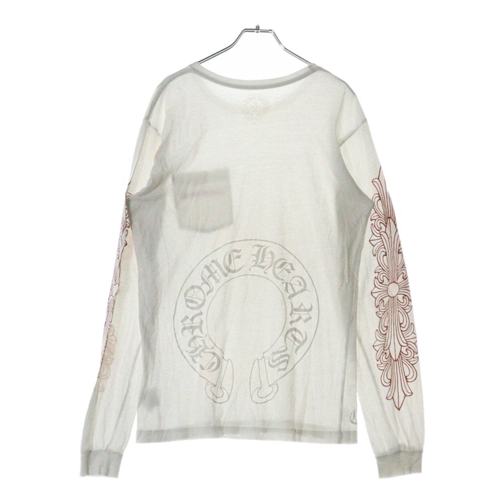 CHROME HEARTS(クロムハーツ) Horseshoe Tee L/S バックホースシュー アームフローラル 長袖Tシャツ カットソー ホワイト