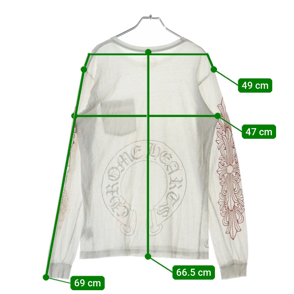 CHROME HEARTS(クロムハーツ) Horseshoe Tee L/S バックホースシュー アームフローラル 長袖Tシャツ カットソー ホワイト