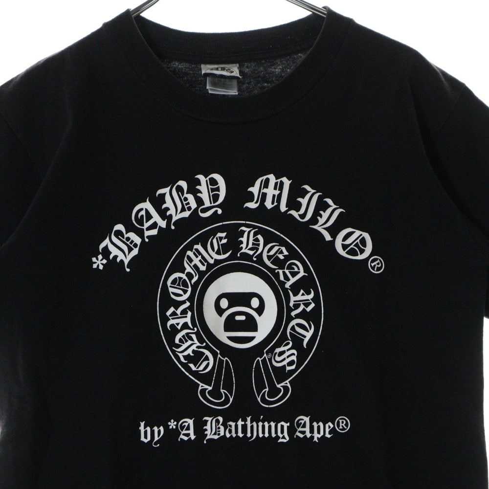 CHROME HEARTS(クロムハーツ) ×A BATHING APE BABY MILO TEE アベイジング エイプ コラボ フロント ホースシューロゴプリント クルーネック コットン 半袖Tシャツ カットソー ブラック