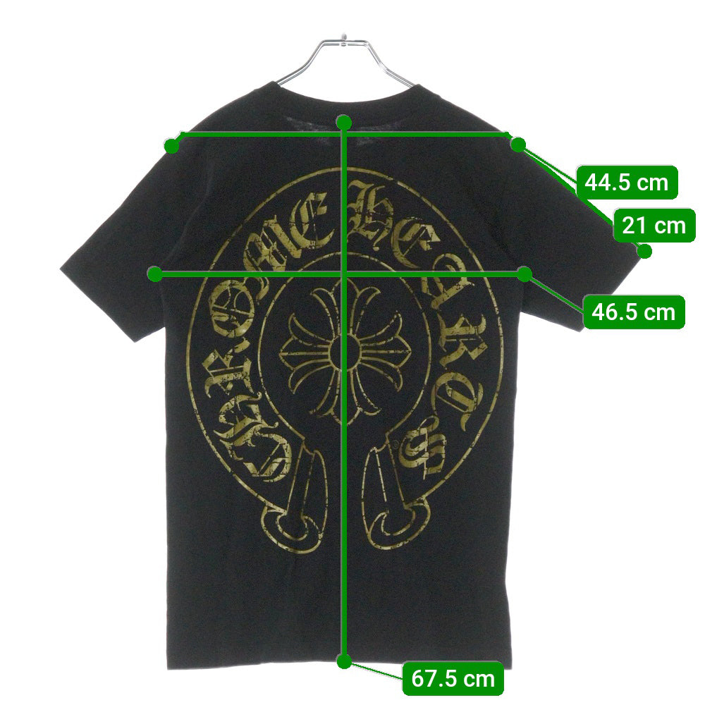 CHROME HEARTS(クロムハーツ) OLD CH PLS S/S TEE オールド CHプラスプリント半袖カットソー 半袖Tシャツ バックホースシュープリント ブラック