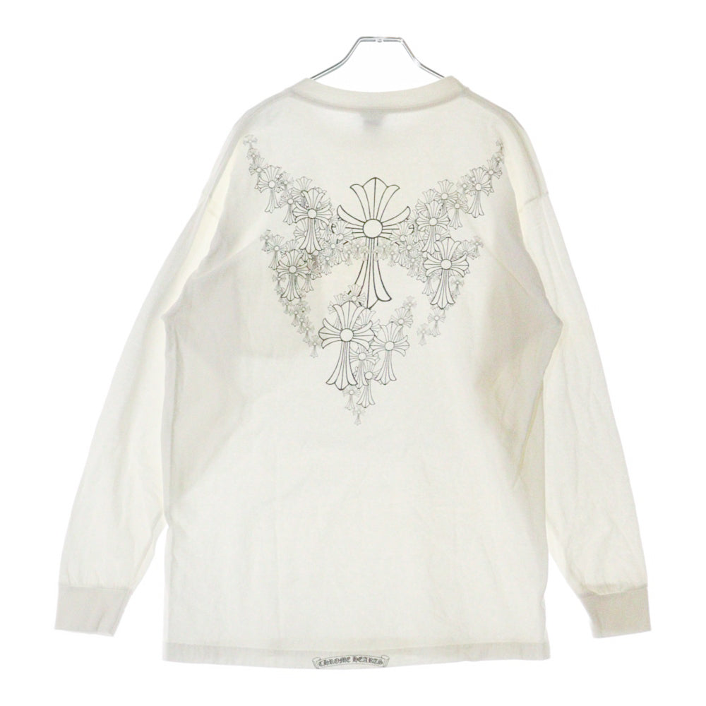 CHROME HEARTS(クロムハーツ) CEM CRS L/S セメタリークロスプリント 長袖Tシャツ カットソー ホワイト