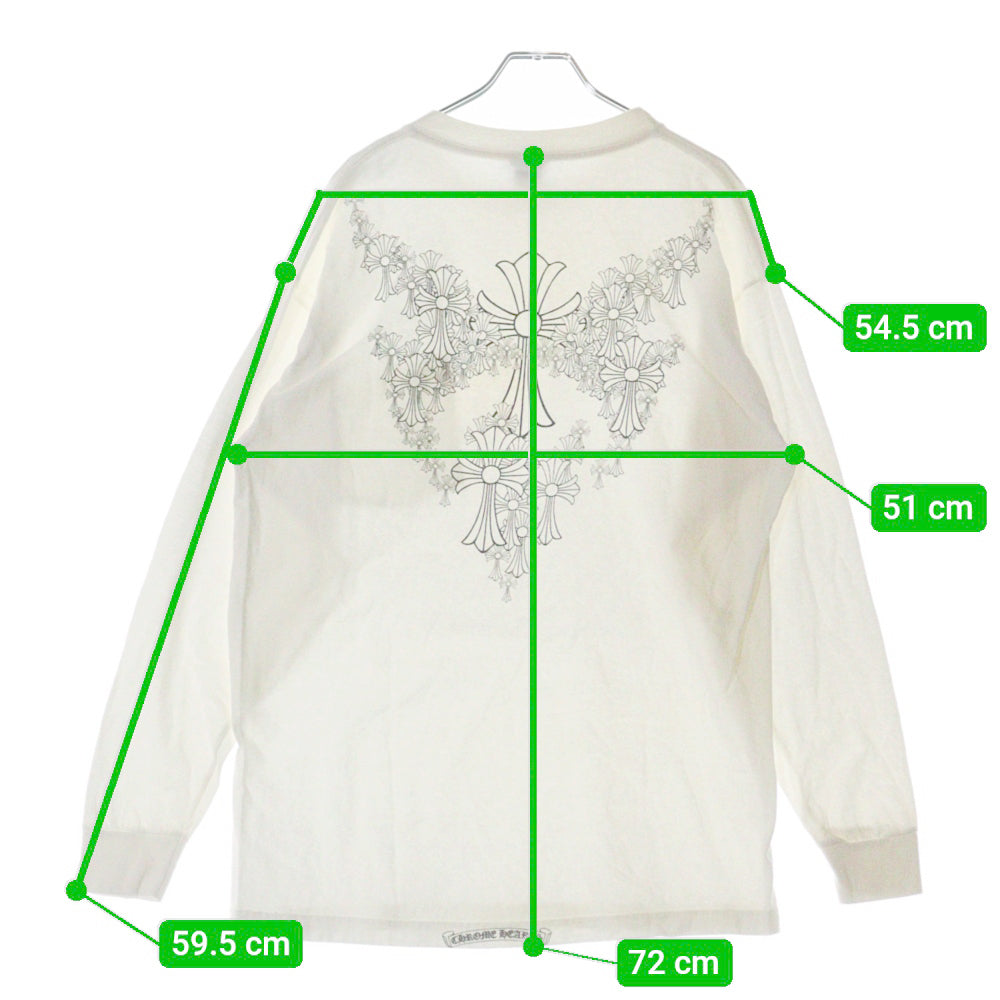 CHROME HEARTS(クロムハーツ) CEM CRS L/S セメタリークロスプリント 長袖Tシャツ カットソー ホワイト