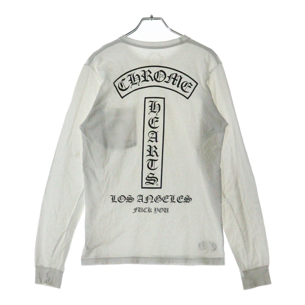 CHROME HEARTS(クロムハーツ) ロサンゼルス限定 FUCK YOU ファックユー ホースシュー バッククロスロゴ 長袖Tシャツ ロンT ロングスリーブカットソー ホワイト