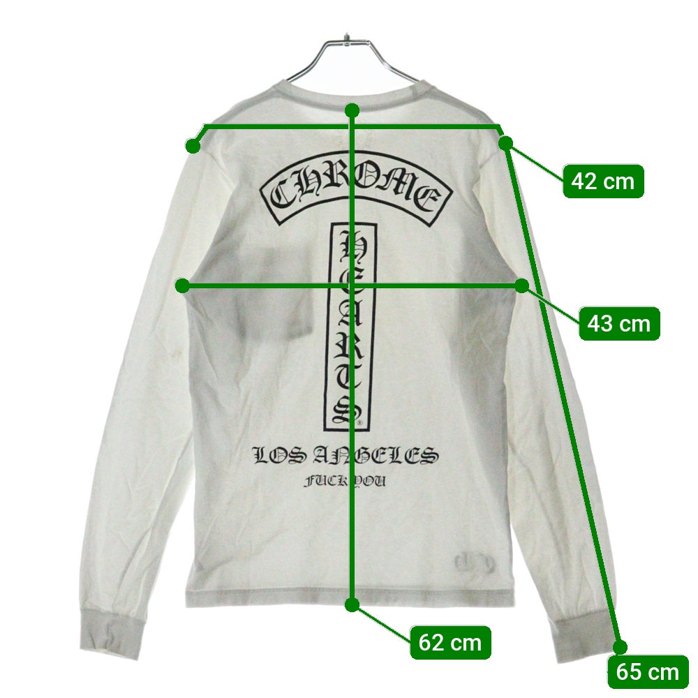 CHROME HEARTS(クロムハーツ) ロサンゼルス限定 FUCK YOU ファックユー ホースシュー バッククロスロゴ 長袖Tシャツ ロンT ロングスリーブカットソー ホワイト