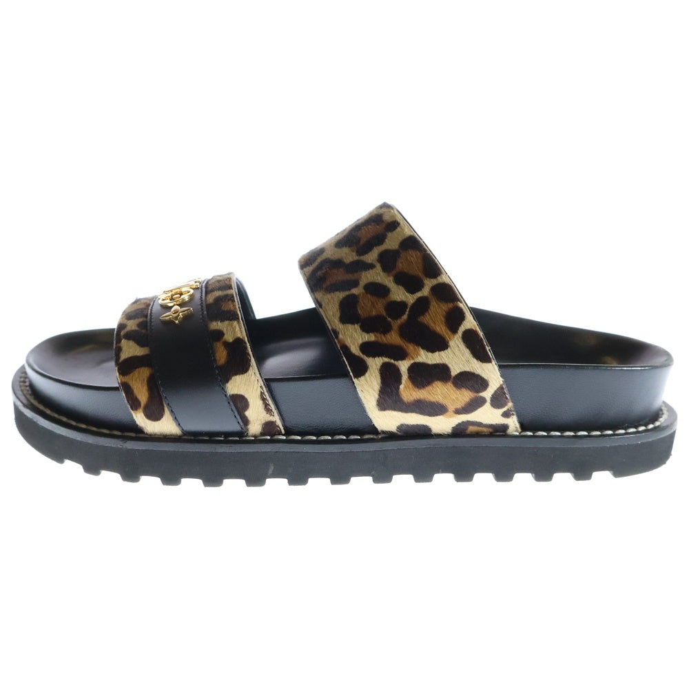 LOUIS VUITTON(ルイヴィトン) 21SS パセオ ライン ミュール レオパード フラット サンダル ブラウン/ブラック