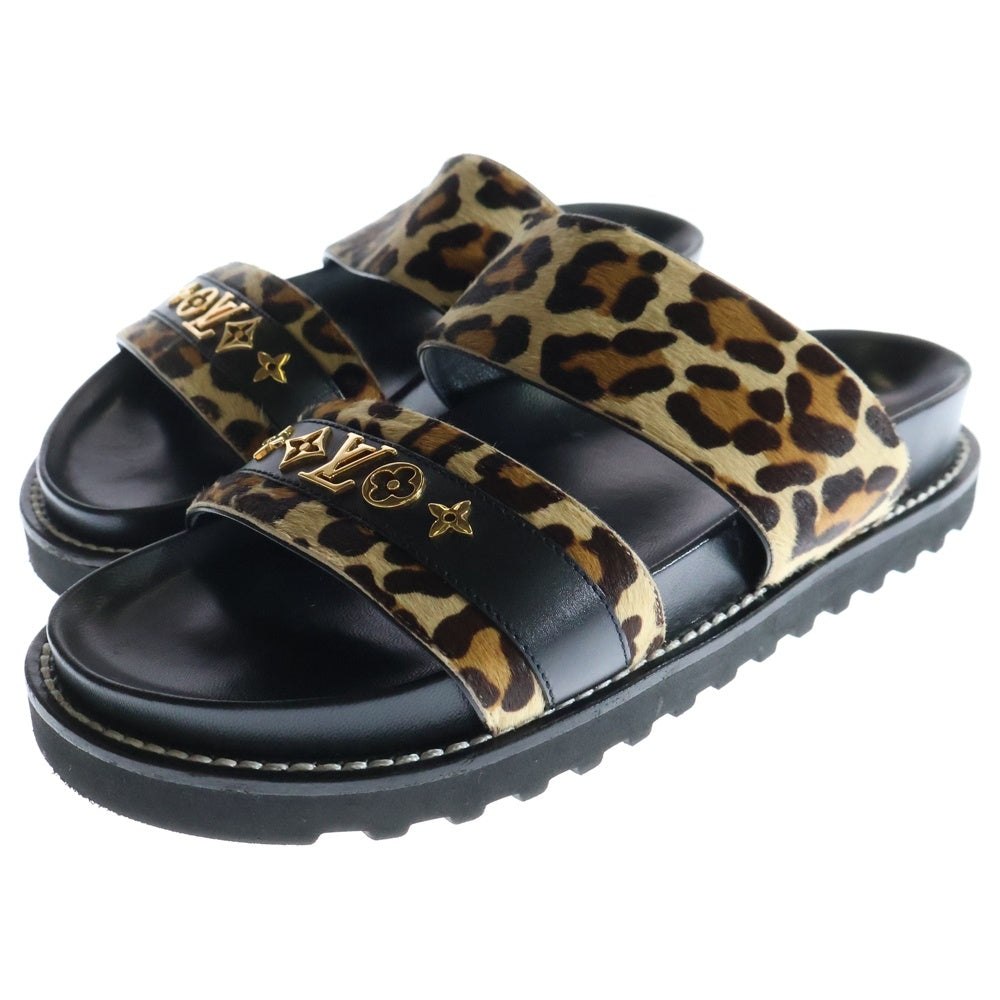 LOUIS VUITTON(ルイヴィトン) 21SS パセオ ライン ミュール レオパード フラット サンダル ブラウン/ブラック