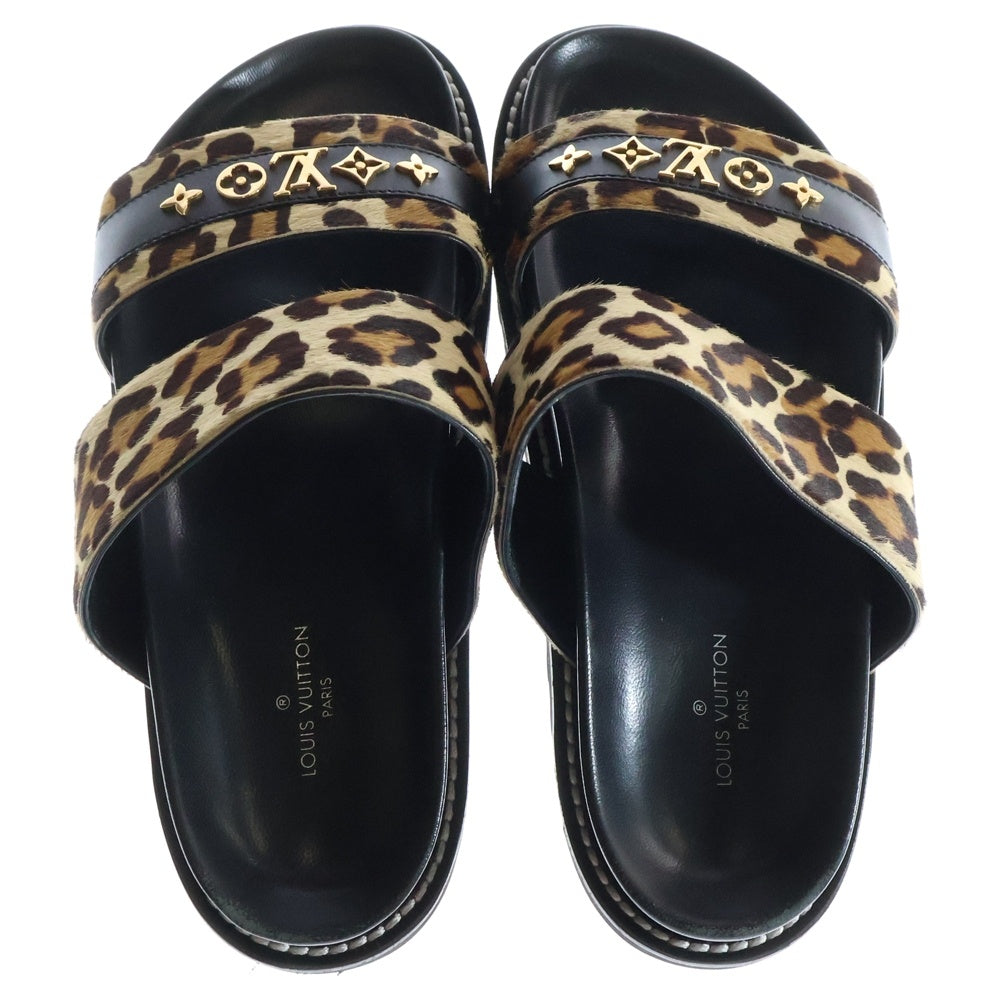 LOUIS VUITTON(ルイヴィトン) 21SS パセオ ライン ミュール レオパード フラット サンダル ブラウン/ブラック
