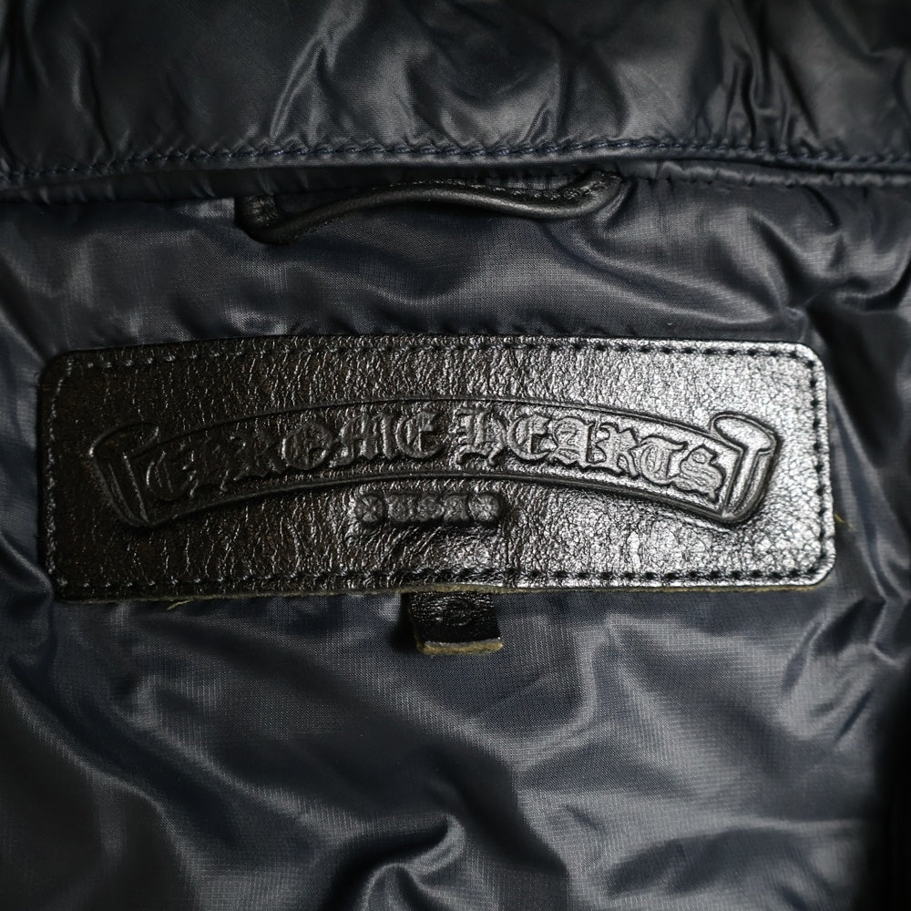 CHROME HEARTS(クロムハーツ) クロスボールボタン ダガージップ ナイロンフード ダウンベスト ブラック