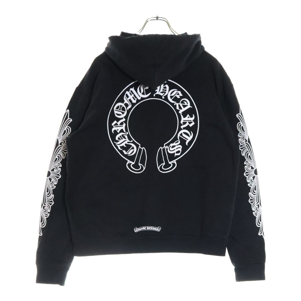 CHROME HEARTS(クロムハーツ) SWTSHRT PLVR プルオーバーパーカー 袖フローラルホースシュープリント スウェットプルオーバーパーカー ブラック