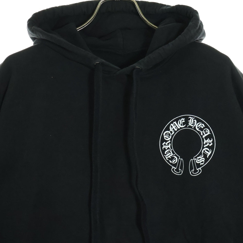 CHROME HEARTS(クロムハーツ) SWTSHRT PLVR プルオーバーパーカー 袖フローラルホースシュープリント スウェットプルオーバーパーカー ブラック