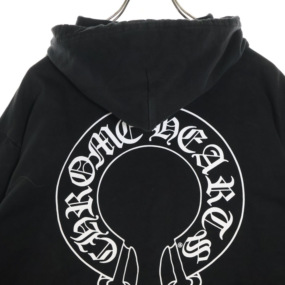 CHROME HEARTS(クロムハーツ) SWTSHRT PLVR プルオーバーパーカー 袖フローラルホースシュープリント スウェットプルオーバーパーカー ブラック