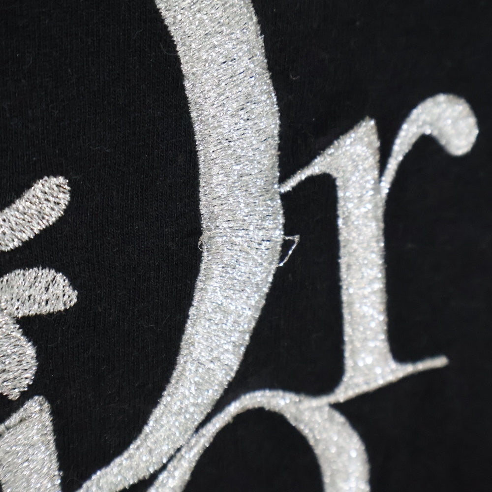 DIOR(ディオール) 23SS ×ERL イーアールエル ダメージ加工 ロゴ刺繍 スラブコットンジャージー 半袖Tシャツ カットソー ブラック 313J647A0817