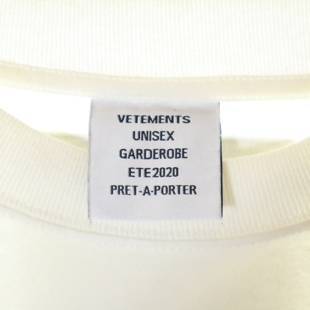 VETEMENTS(ヴェトモン) 20SS フロントロゴプリント バックバーコードパッチ 半袖Tシャツカットソー SS20TR304-M