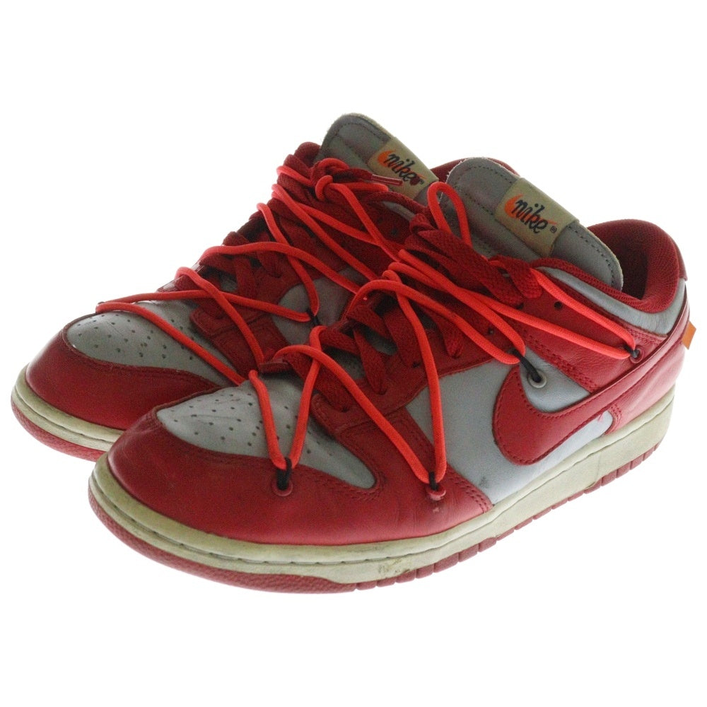 NIKE(ナイキ) ×OFF-WHITE DUNK LOW オフホワイト ダンク ローカットスニーカー レッド/グレー US9.5/27.5cm CT0856-600