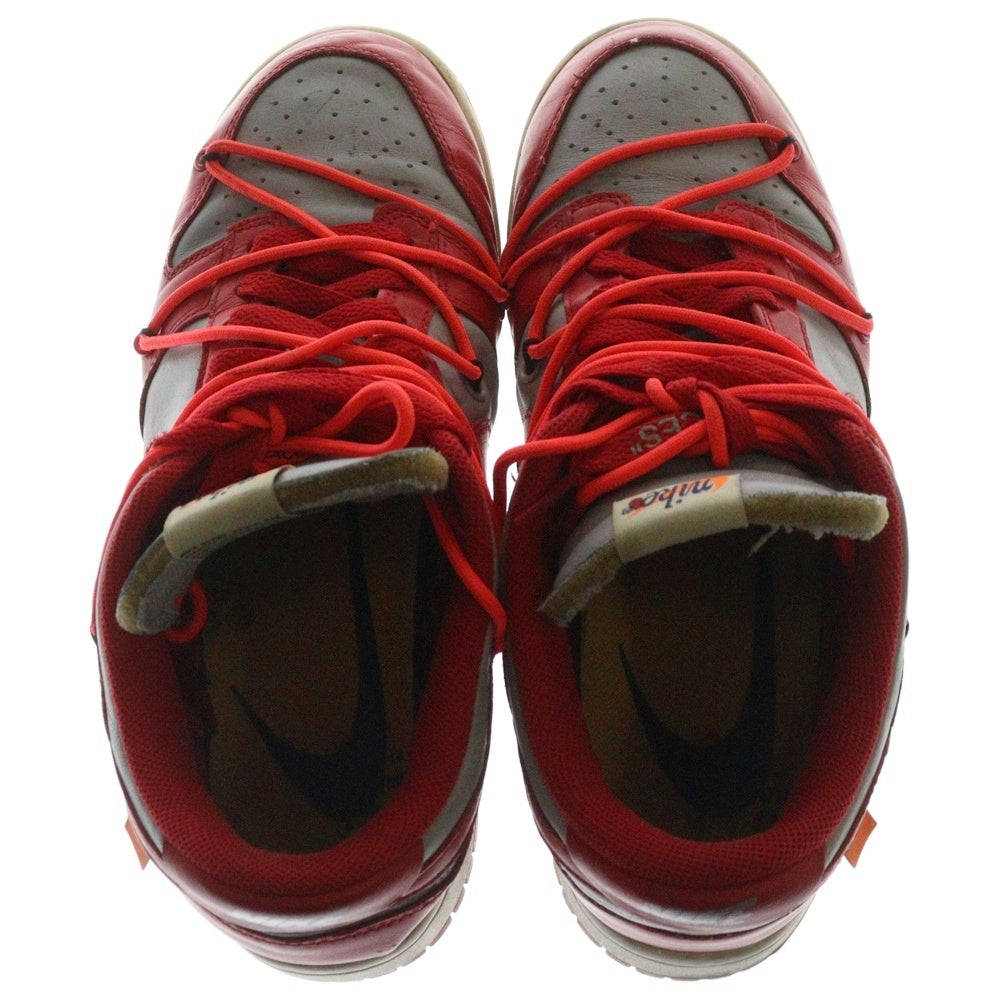 NIKE(ナイキ) ×OFF-WHITE DUNK LOW オフホワイト ダンク ローカットスニーカー レッド/グレー US9.5/27.5cm CT0856-600