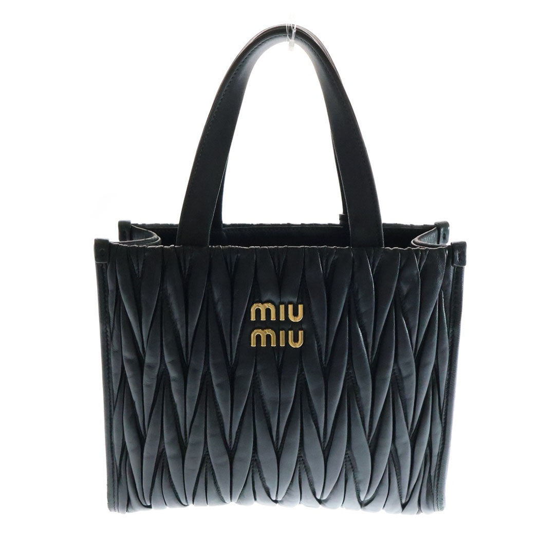 miumiu(ミュウミュウ) MATELASSE マテラッセ レザーハンドバッグ 5BG263 ブラック