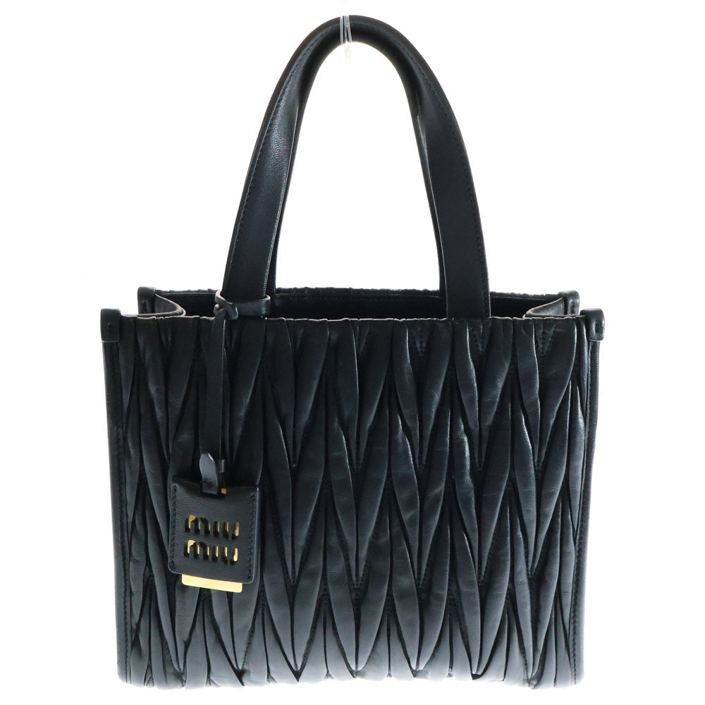 miumiu(ミュウミュウ) MATELASSE マテラッセ レザーハンドバッグ 5BG263 ブラック