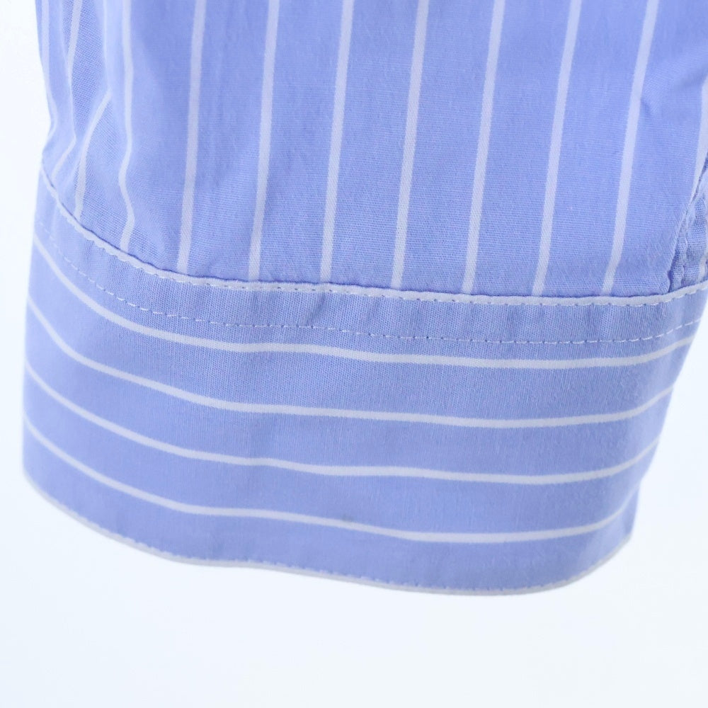 VERSACE(ヴェルサーチ) LA GRECA STRIPED SHIRT ストライプ ロゴプリント長袖シャツ ブルー/ホワイト 1010267-1A07313