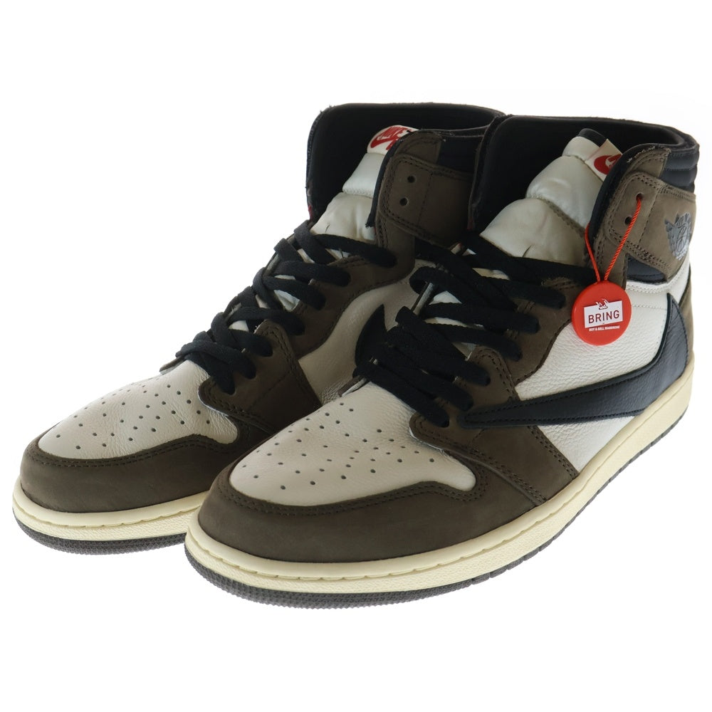 NIKE(ナイキ) ×TRAVIS SCOTT AIR JORDAN 1 RETRO HIGH OG TS SP CD4487-100 トラヴィススコット エアジョーダン1 ハイカットスニーカー ブラウン/ホワイト US12/30.0cm