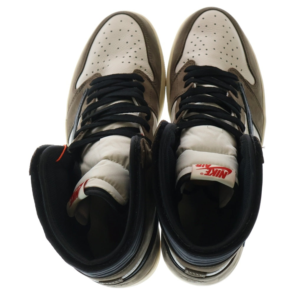 NIKE(ナイキ) ×TRAVIS SCOTT AIR JORDAN 1 RETRO HIGH OG TS SP CD4487-100 トラヴィススコット エアジョーダン1 ハイカットスニーカー ブラウン/ホワイト US12/30.0cm