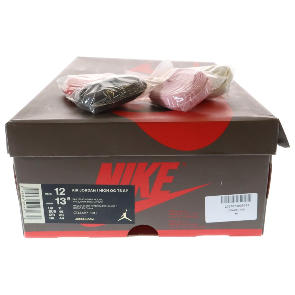 NIKE(ナイキ) ×TRAVIS SCOTT AIR JORDAN 1 RETRO HIGH OG TS SP CD4487-100 トラヴィススコット エアジョーダン1 ハイカットスニーカー ブラウン/ホワイト US12/30.0cm