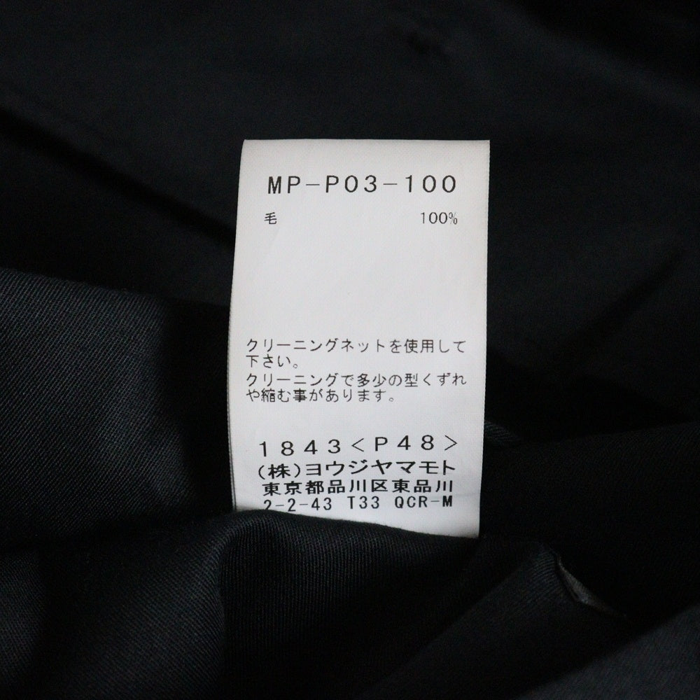 Y's for men(ワイズフォーメン) WOOL GABARDINE POCKET DETAIL PANTS ウールギャバジンパンツ スラックス ブラック MP-P03-100-2