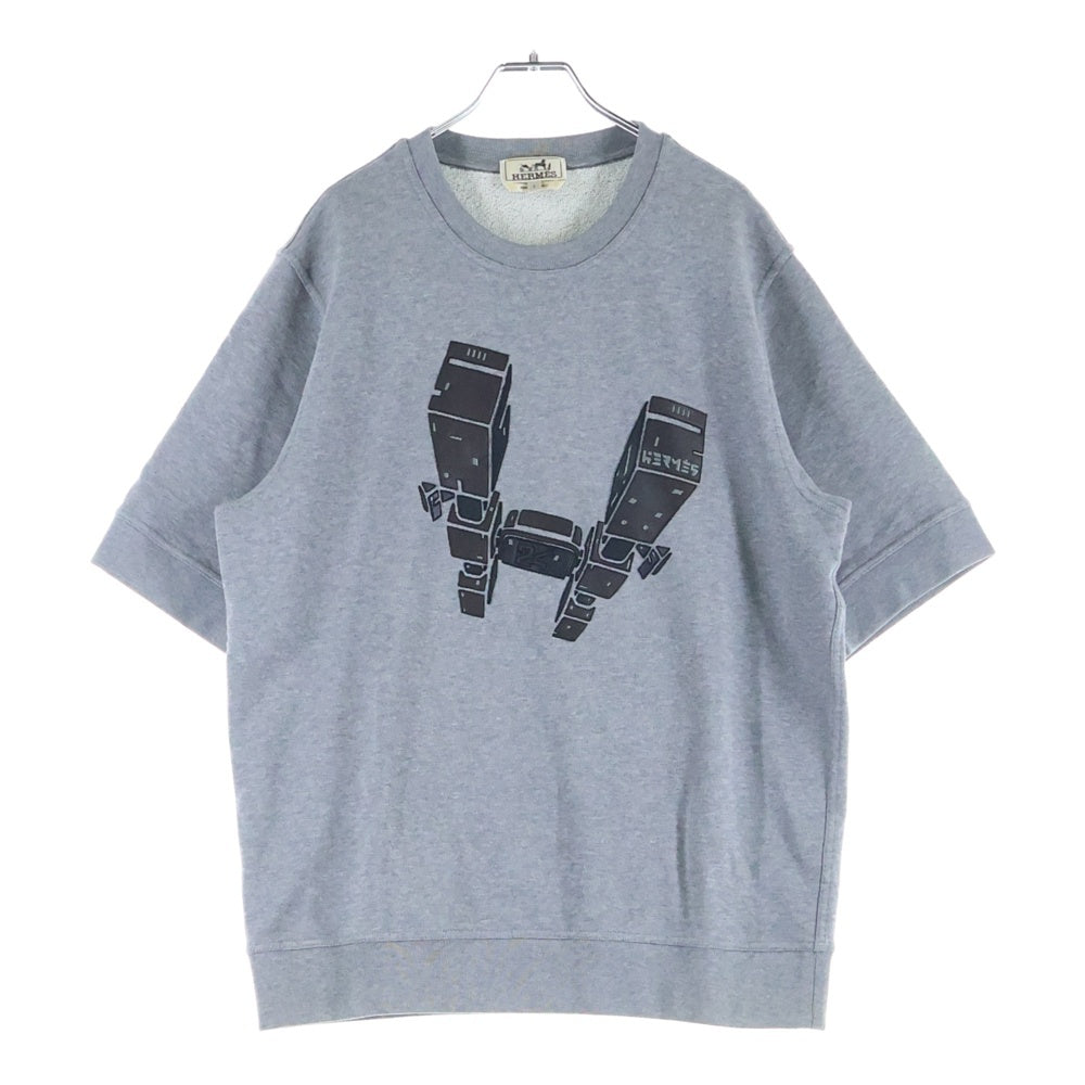 HERMES(エルメス) SWEAT SHORT SLEEVE TEE フロントロゴ スウェット 半袖Tシャツカットソー グレー