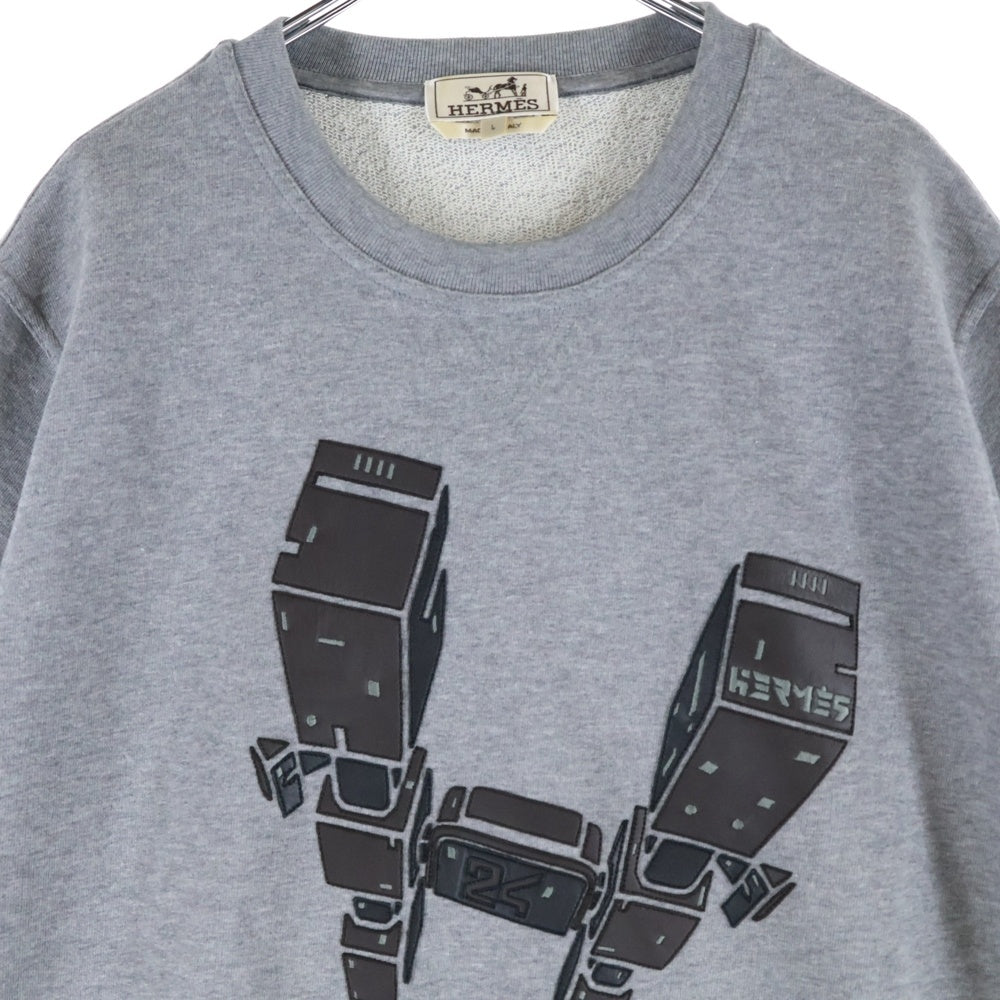 HERMES(エルメス) SWEAT SHORT SLEEVE TEE フロントロゴ スウェット 半袖Tシャツカットソー グレー
