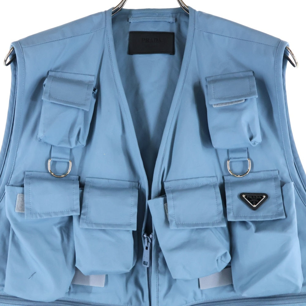 PRADA(プラダ) 24SS ユーティリティー ベスト トライアングルロゴ ベスト ブルー SGC499 SWM0 12NS