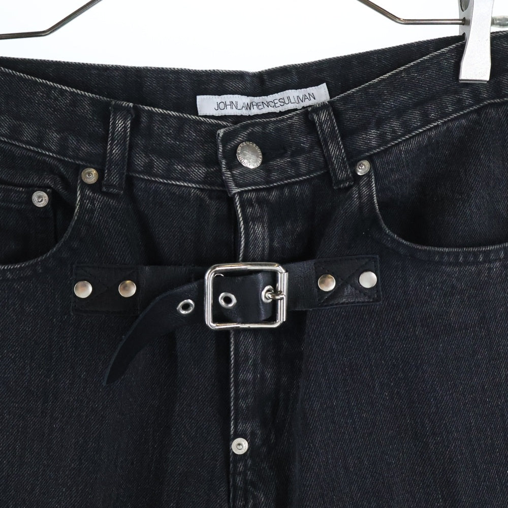 JOHN LAWRENCE SULLIVAN(ジョンローレンスサリバン) FRONT SIDE BELTED DENIM PANTS フロントサイド ベルテッドデニム ブラック 2B007-0320-34