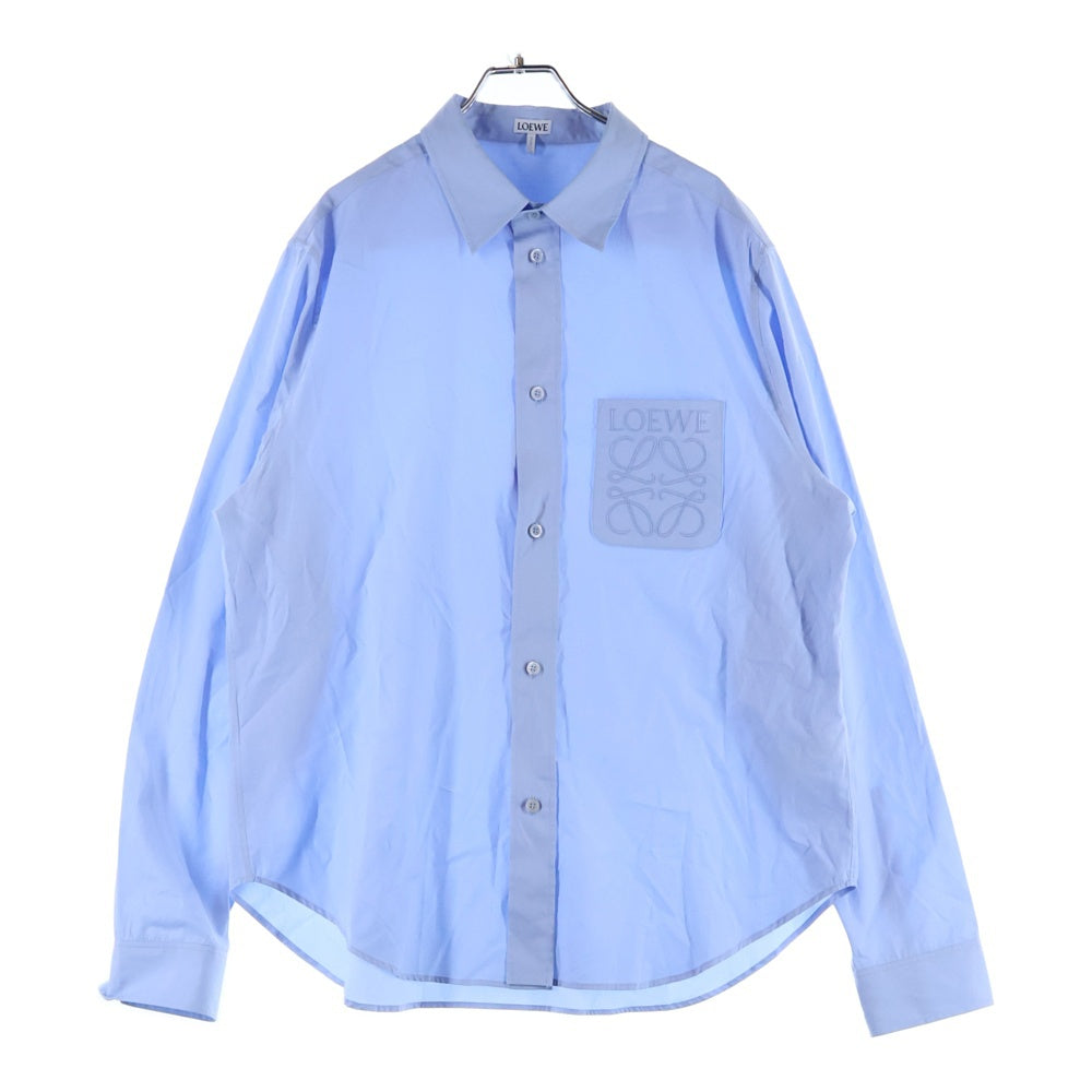 LOEWE(ロエベ) 25SS ポケットロゴ刺繍 長袖シャツ ブルー H526Y05WDX
