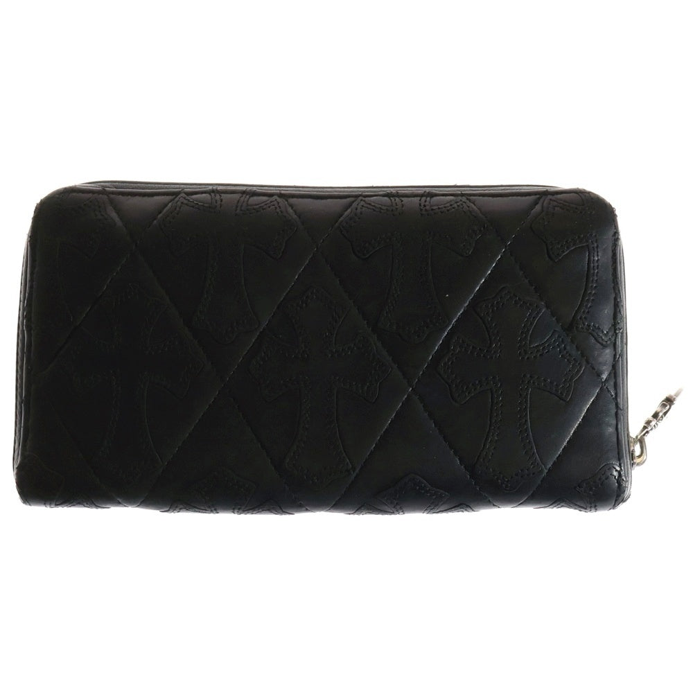 CHROME HEARTS(クロムハーツ) REC F ZIP/QUILTED クロスパッチ キルティングレザーウォレット 財布 ブラック