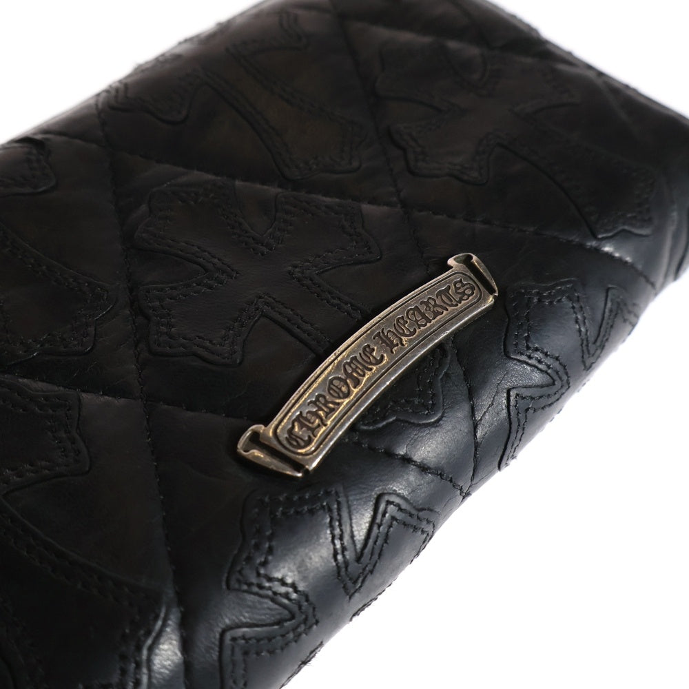 CHROME HEARTS(クロムハーツ) REC F ZIP/QUILTED クロスパッチ キルティングレザーウォレット 財布 ブラック