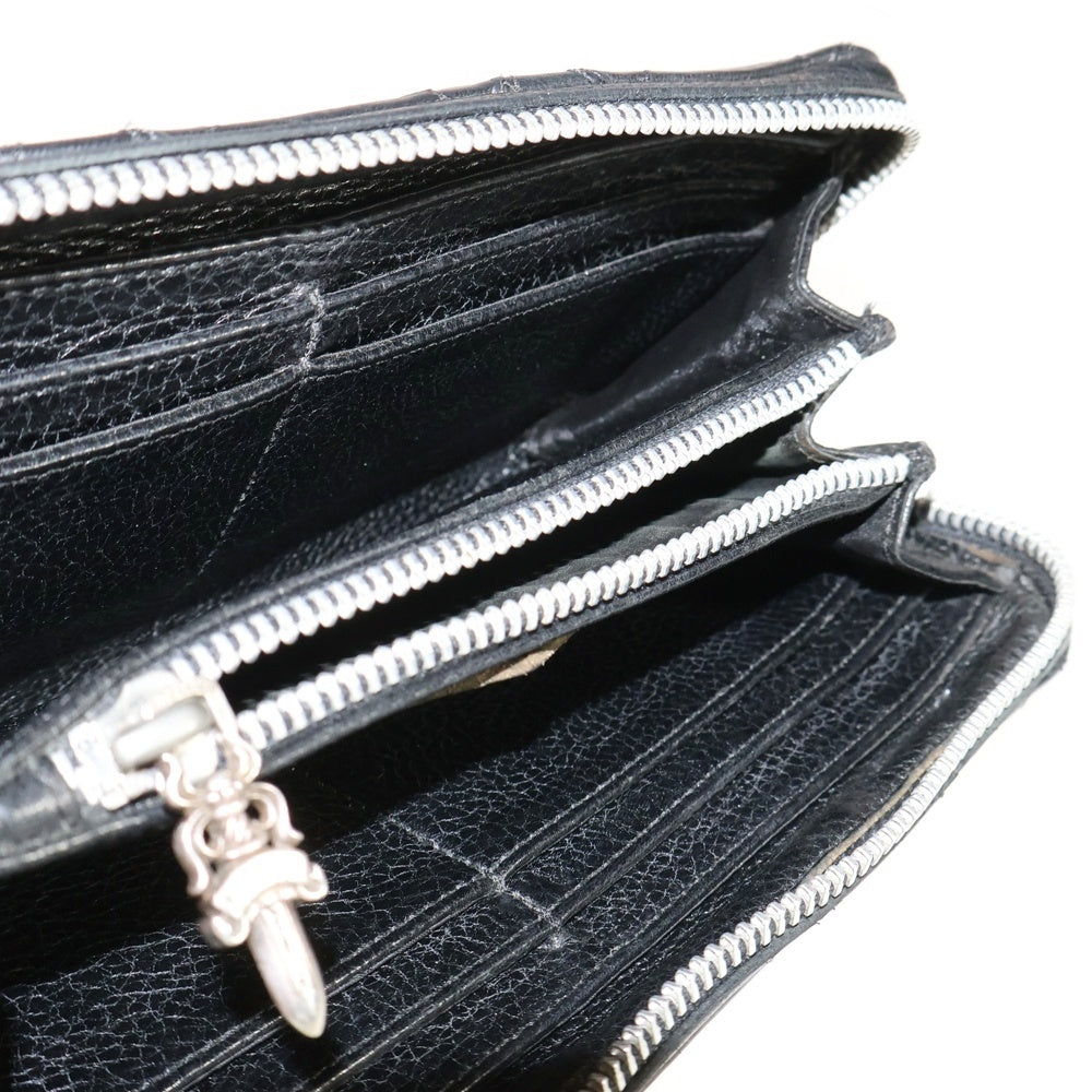 CHROME HEARTS(クロムハーツ) REC F ZIP/QUILTED クロスパッチ キルティングレザーウォレット 財布 ブラック