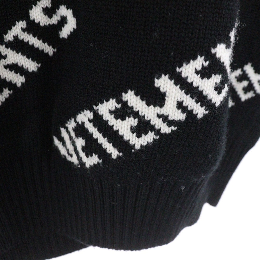 VETEMENTS(ヴェトモン) ロゴ総柄ニット ジャガード セーター ブラック UE54KN220X