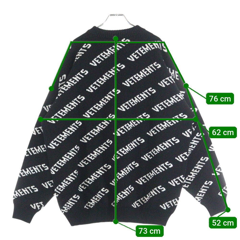 VETEMENTS(ヴェトモン) ロゴ総柄ニット ジャガード セーター ブラック UE54KN220X