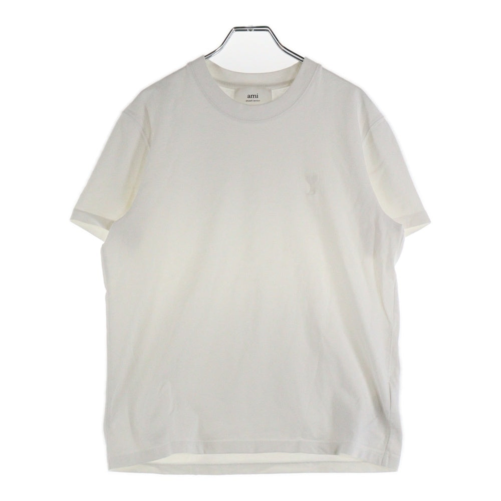 AMI Alexandre Mattiussi(アミアレクサンドルマテュッシ) ハート ロゴ クルーネック半袖Tシャツ カットソー ホワイト UTS022.726