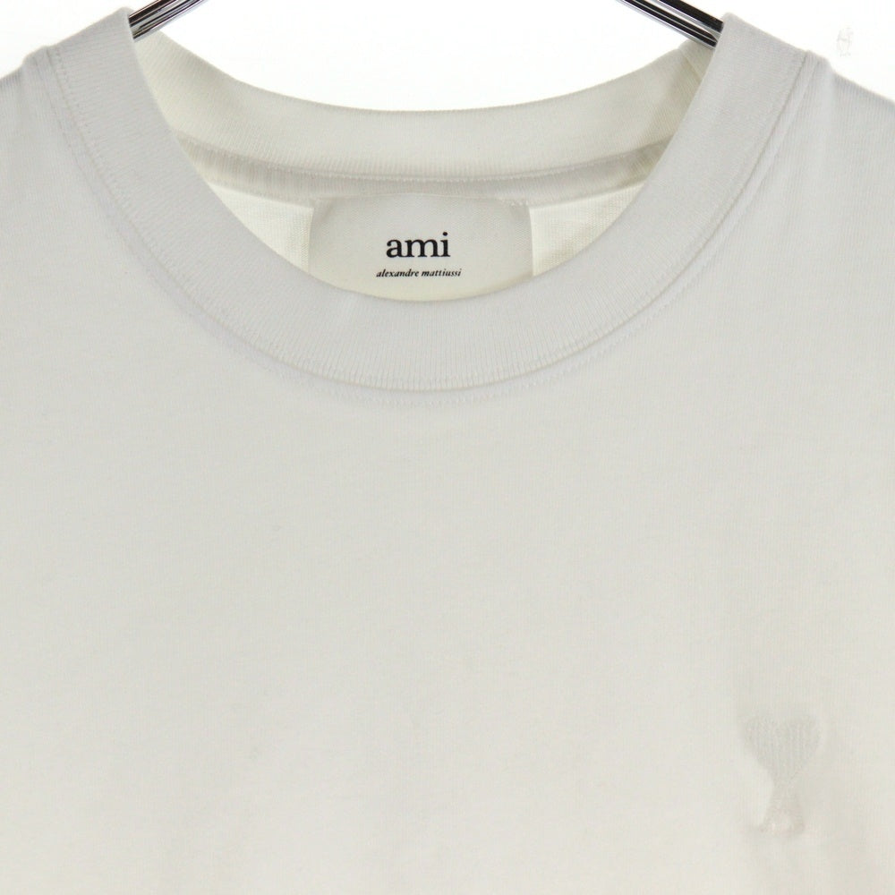 AMI Alexandre Mattiussi(アミアレクサンドルマテュッシ) ハート ロゴ クルーネック半袖Tシャツ カットソー ホワイト UTS022.726