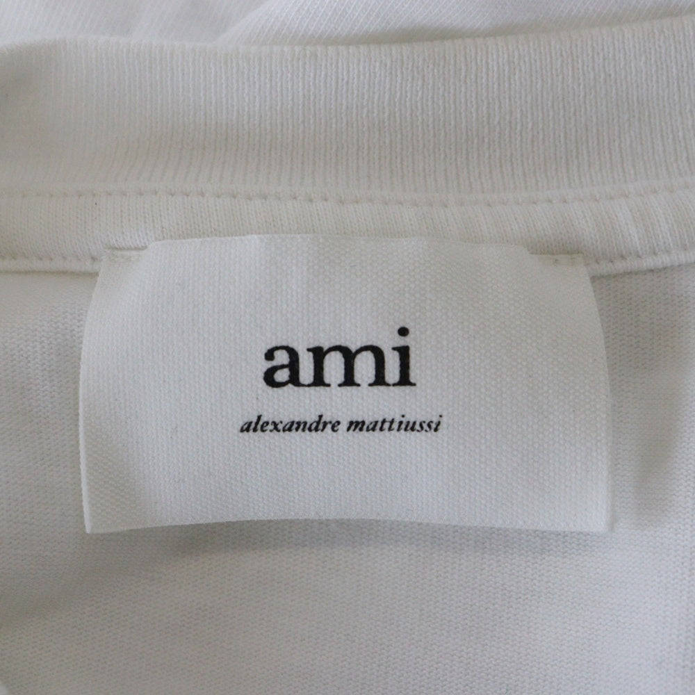 AMI Alexandre Mattiussi(アミアレクサンドルマテュッシ) ハート ロゴ クルーネック半袖Tシャツ カットソー ホワイト UTS022.726