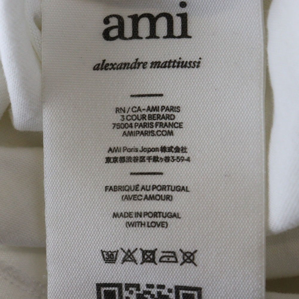 AMI Alexandre Mattiussi(アミアレクサンドルマテュッシ) ハート ロゴ クルーネック半袖Tシャツ カットソー ホワイト UTS022.726