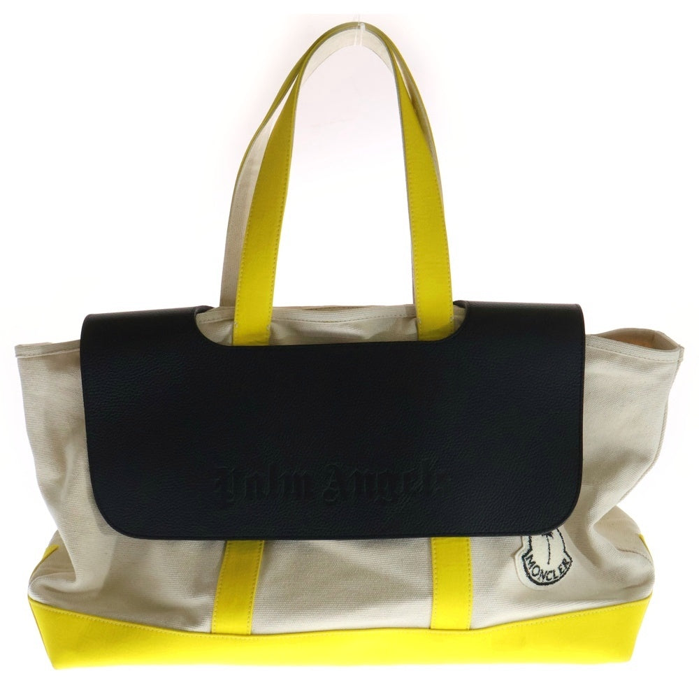 MONCLER(モンクレール) 23AW ×Palm Angels TOTE BAG ×パームエンジェル トートバッグ ブラック/ホワイト/イエロー I209L5D00001 M3448