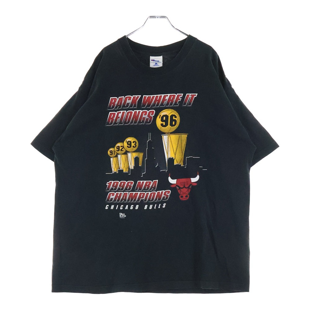 VINTAGE(ヴィンテージ) 90s CHICAGO BULLS BACK WHERE IT BELONGS NBA 1996 シカゴブルズ Tシャツ 半袖 カットソー ブラック