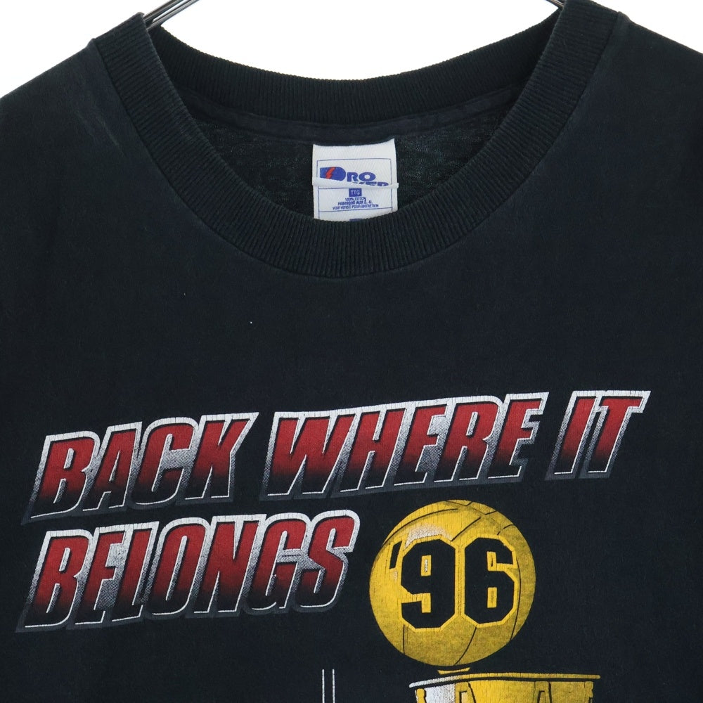 VINTAGE(ヴィンテージ) 90s CHICAGO BULLS BACK WHERE IT BELONGS NBA 1996 シカゴブルズ Tシャツ 半袖 カットソー ブラック
