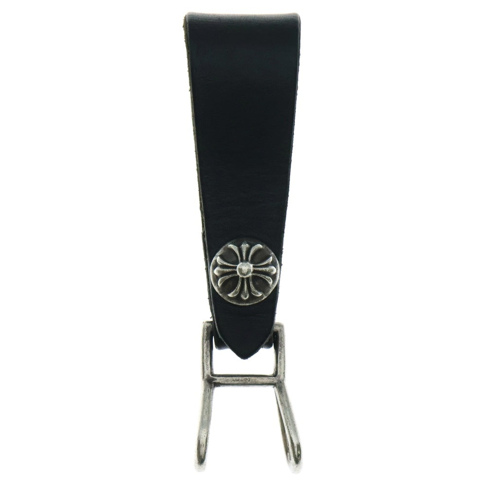 CHROME HEARTS(クロムハーツ) BELT LOOP クロスボールボタンレザーベルトループ シルバー/ブラック BCA397