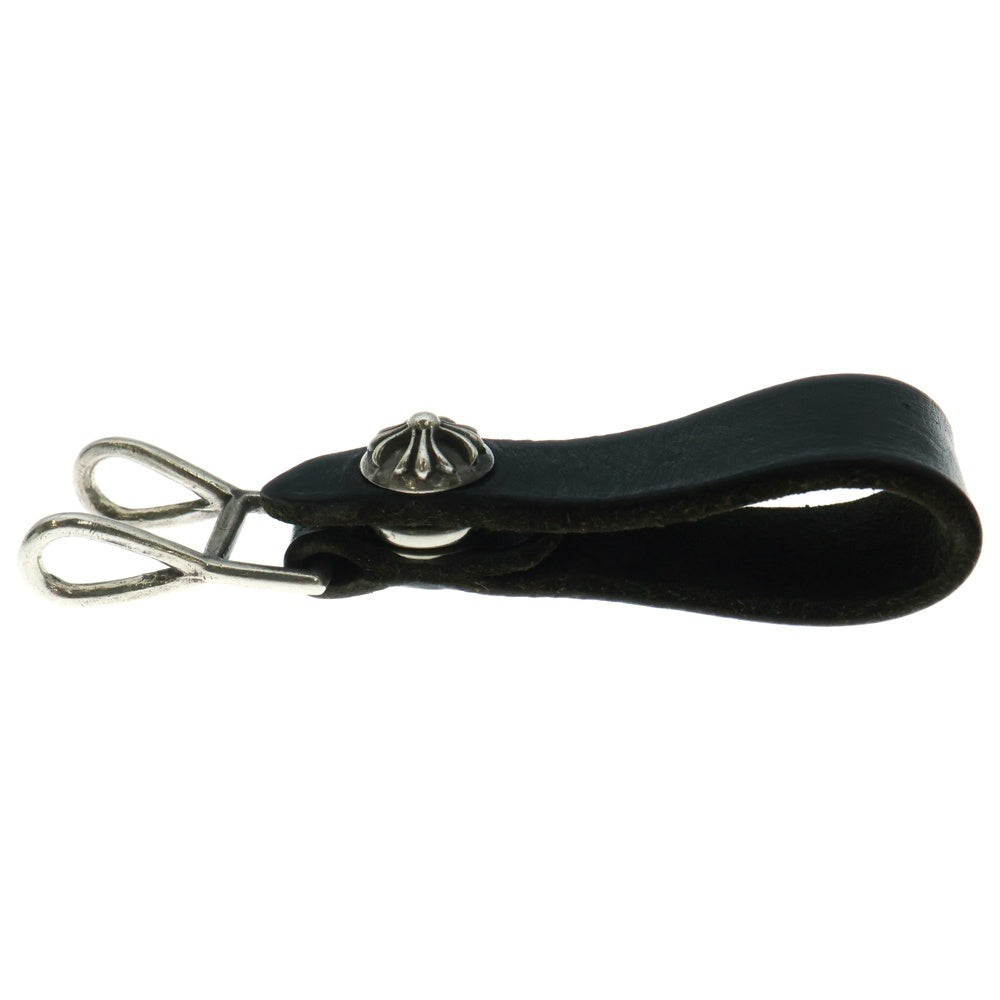 CHROME HEARTS(クロムハーツ) BELT LOOP クロスボールボタンレザーベルトループ シルバー/ブラック BCA397